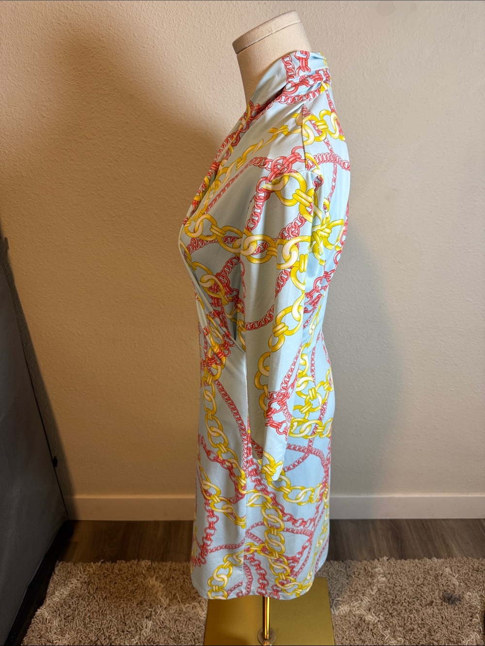 J. McLaughlin Faux Wrap Catalina Dress with Chain Print size Small - Picture 3 of 13
